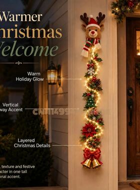 Glowing Christmas Door Hanger，Large Lighted Christmas Tree