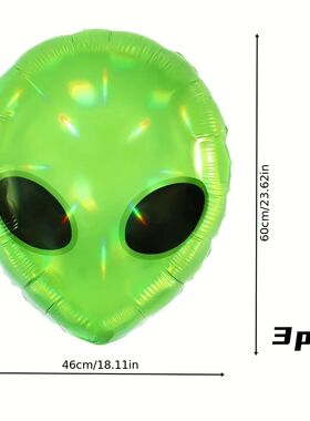 3 Pcs Alien Balloons Green Inflatable Alien Prop Space Alien