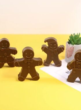 3D Smile Gingerbread Man Silicone Candle Mold DIY Christmas