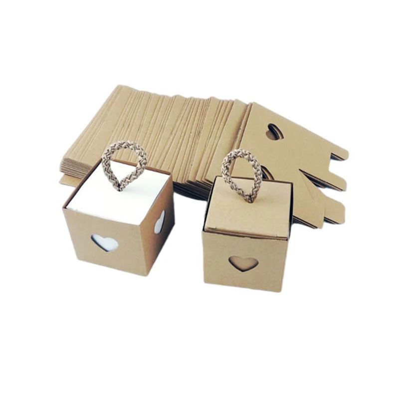 25/50Pcs Kraft Paper Gift Box Square Heart Wedding Favor Can - 图2