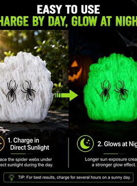 Glow In The Dark Spider Webs Halloween Decorations Fluoresce