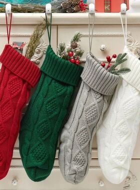 New Knitted Christmas Socking Pendant Rhombic Santa Socks Ch