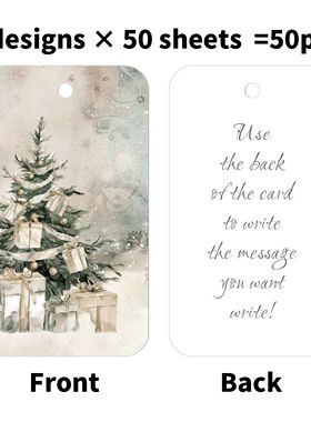 50pcs Christmas Hang Tags With Green Pine,Ornament Label For