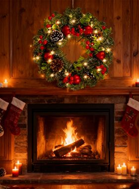 House Red Garland Christmas Decoration Entrance Door Ornamen