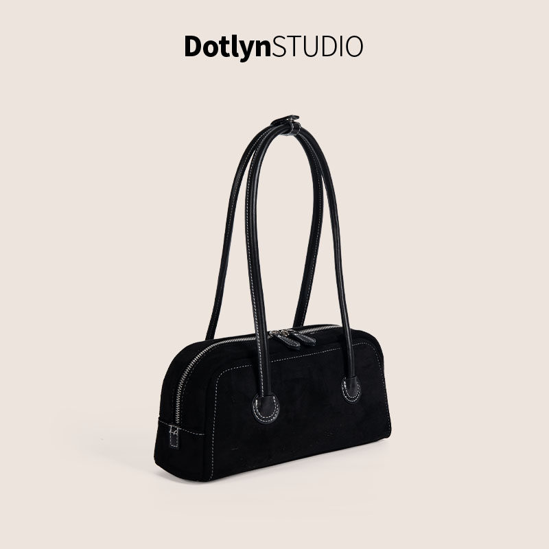 Dotlyn韩国小众复古质感麂皮绒单肩腋下包休闲通勤大容量波士顿包,淘宝优惠券,粉丝福利购,淘宝优惠卷