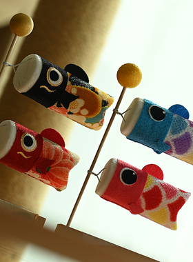 龙虎堂布艺鲤鱼旗摆件