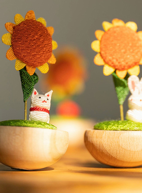 日本龙虎堂布艺日式向日葵不倒翁