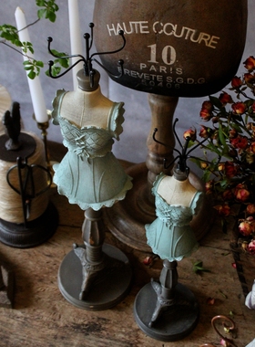 美式复古做旧树脂铁艺模特首饰架