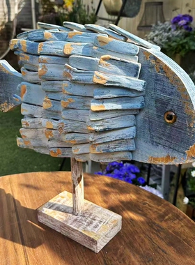 地中海风格复古漂流木大鱼摆件