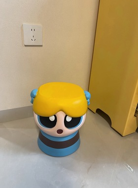 飞天小女警小矮凳花花泡泡毛毛潮玩家居礼物摆件小矮凳潮玩摆件