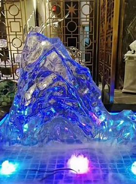 酒店商场大型透明树脂水晶雕塑定制创意抽象落地浪花艺术摆件制做