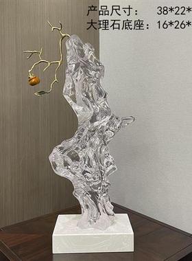 原创玄关新中式招财摆件客厅酒店大堂公司前台办公室透明树脂雕塑