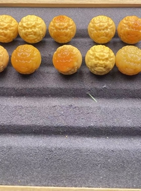 天然原矿缅黄，大黑天，黑财神配珠精工，全品无黑点无裂尺寸16mm