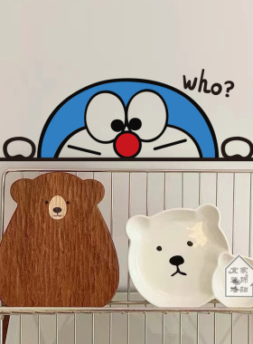 玻璃门可爱卡通机器猫kitty墙贴