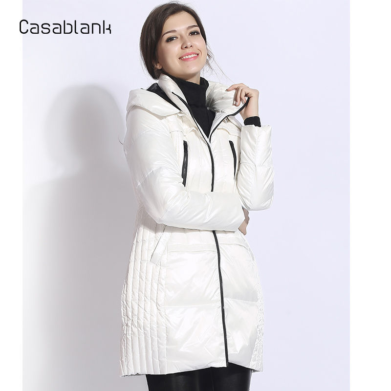 Casablank卡莎布兰卡时尚简约精致百搭通勤立领羽绒服冬女中长款