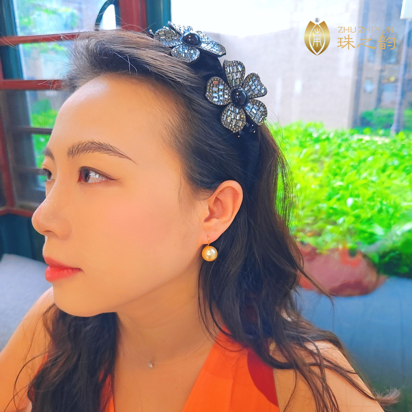 极光干枯玫瑰天然海水珍珠耳钉耳环南洋金珠18k金高跟鞋耳钩正圆,淘宝优惠券,粉丝福利购,淘宝优惠卷