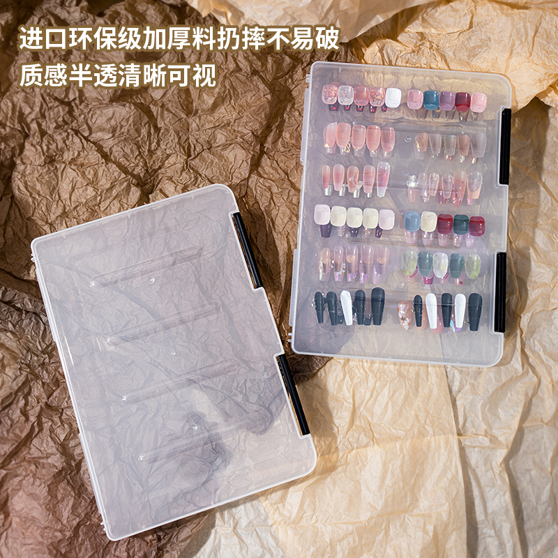 蜜糖小姐美甲穿戴甲收纳盒透明防尘手工定制作品展示塑制款色卡本 - 图0