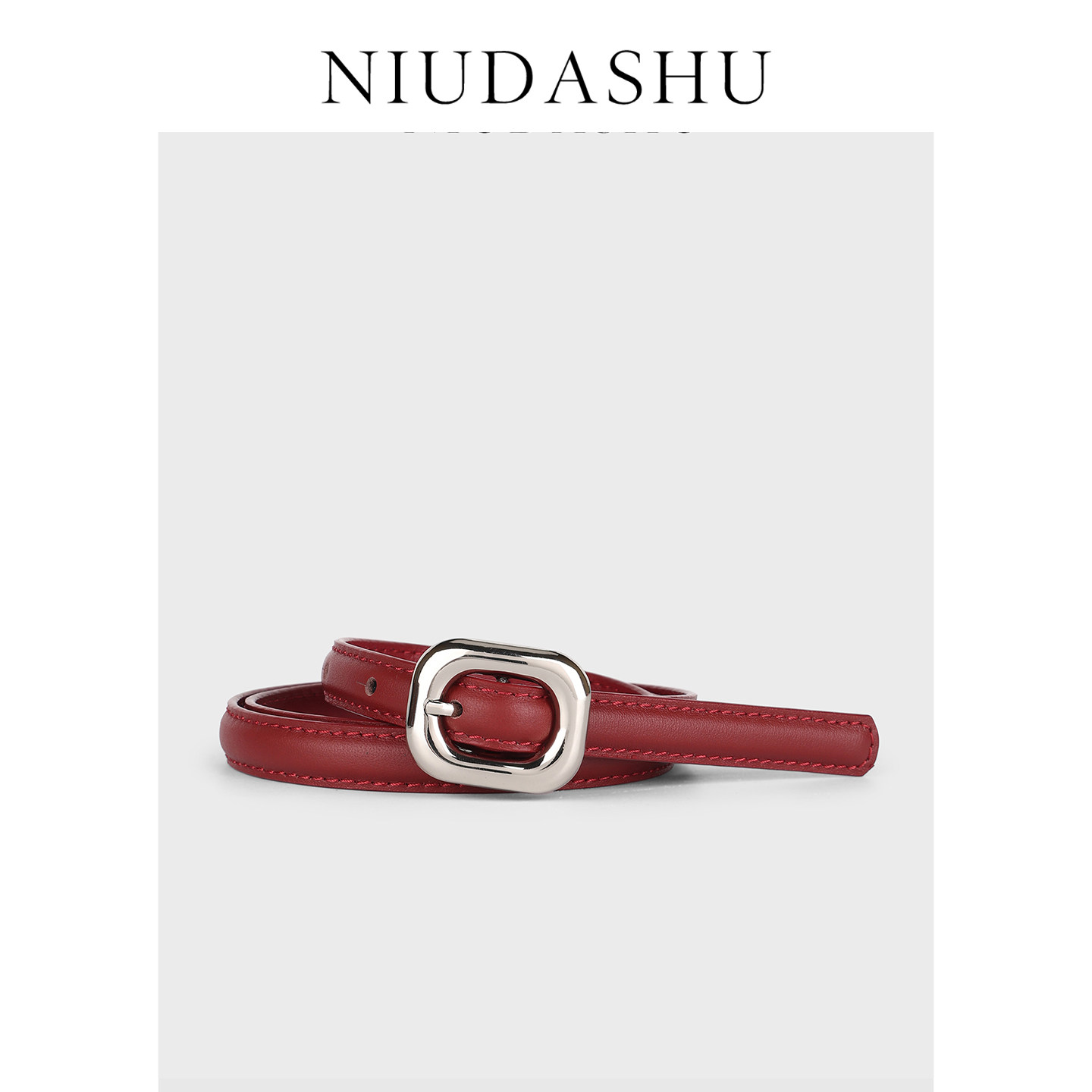 Uncle Niu red thin belt for women