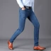 Quần áo nam thanh niên và trung niên giản dị 19 quần denim nam mùa hè mỏng co giãn kinh doanh quần tây nam mỏng thẳng - Quần jean