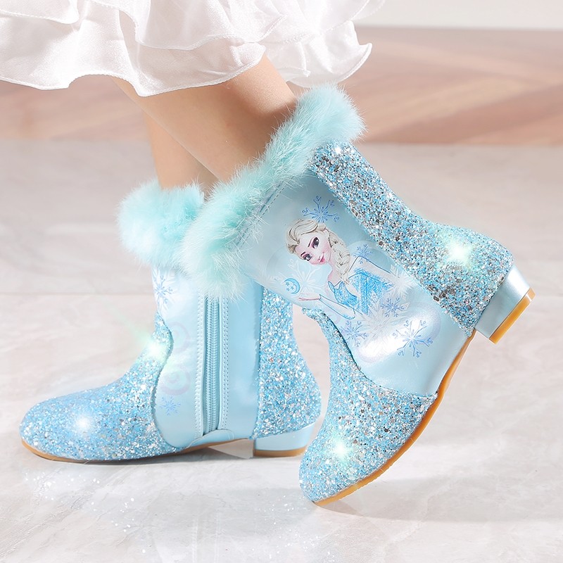 猫尔港女童高跟短靴冬季新款儿童爱莎公主加绒加厚保暖棉靴雪地靴,淘宝优惠券,粉丝福利购,淘宝优惠卷