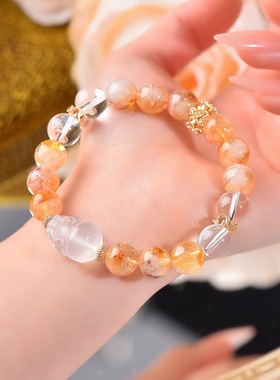 天然黄塔晶白水晶时尚女士手链