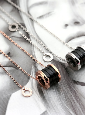 玫瑰金弹簧陶瓷锁骨链网红同款