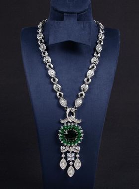 锆石项链满钻珠宝首饰女宴会配饰