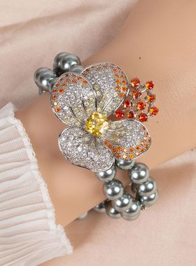 欧美新品轻奢银色花朵戒指手饰品