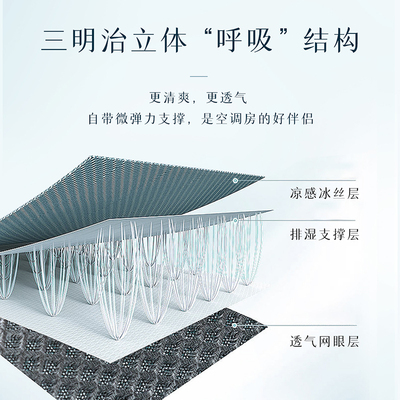 【买一赠一】梦洁冰丝凉席800d夏季三件套新款席子可折叠空调凉席