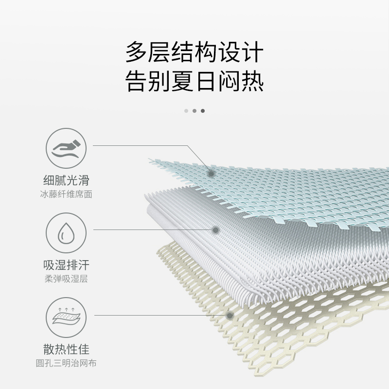 梦洁冰丝凉席两三件套软席藤席学生宿舍夏天家用可折叠单人席子 - 图1