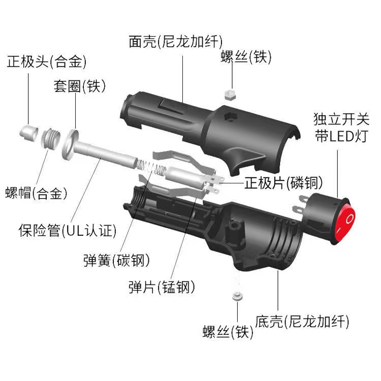 车载点烟器延长线公头带开关带灯一拖一12V24V通用电瓶接驳线加粗 - 图2