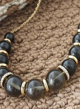 尾货清仓 日常配饰首饰 复古色人造水晶珍珠长项链胸口链