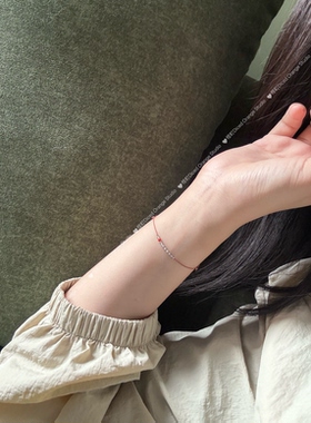 极细本命年手工编织红绳南红手链女好运可调百搭天然石简约手饰