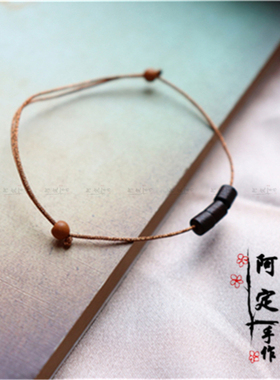 紫檀包金转运珠红绳复古森系手链