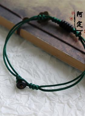 复古黑檀小花手绳女闺蜜礼物百搭