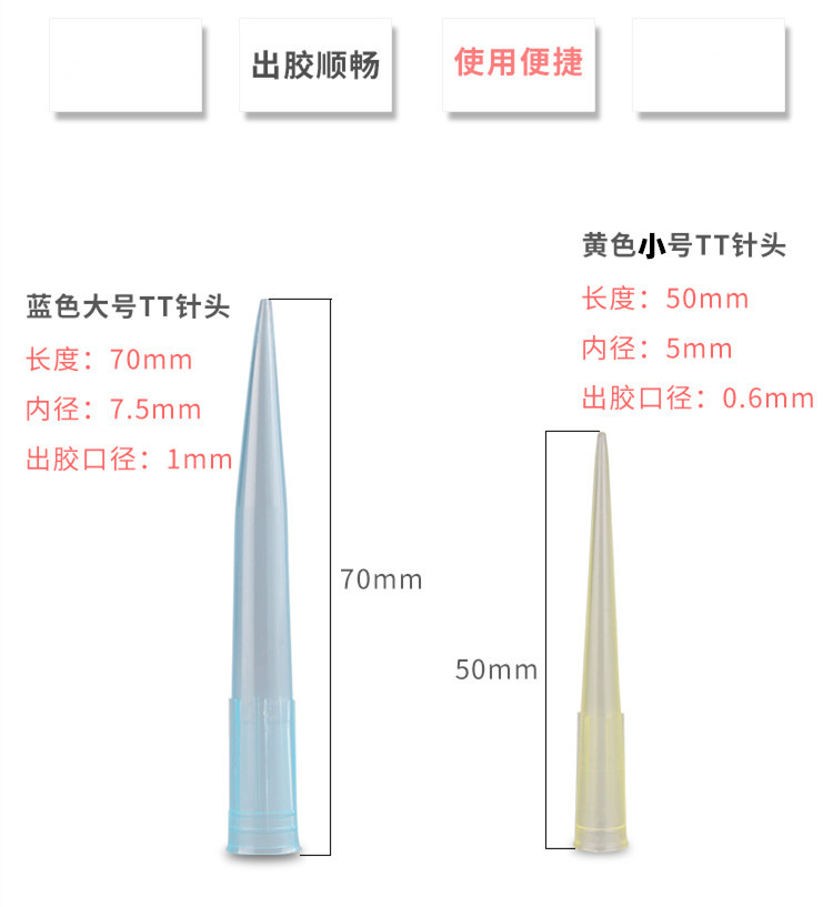 大流量点胶阀针头2600ML蓝色针头点胶耗材配件点胶加长咀502针嘴-图1