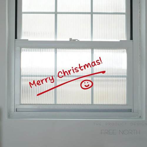 ins简约新年笑脸贴纸 圣诞节自拍镜子玻璃门橱窗节日氛围装饰贴 - 图0