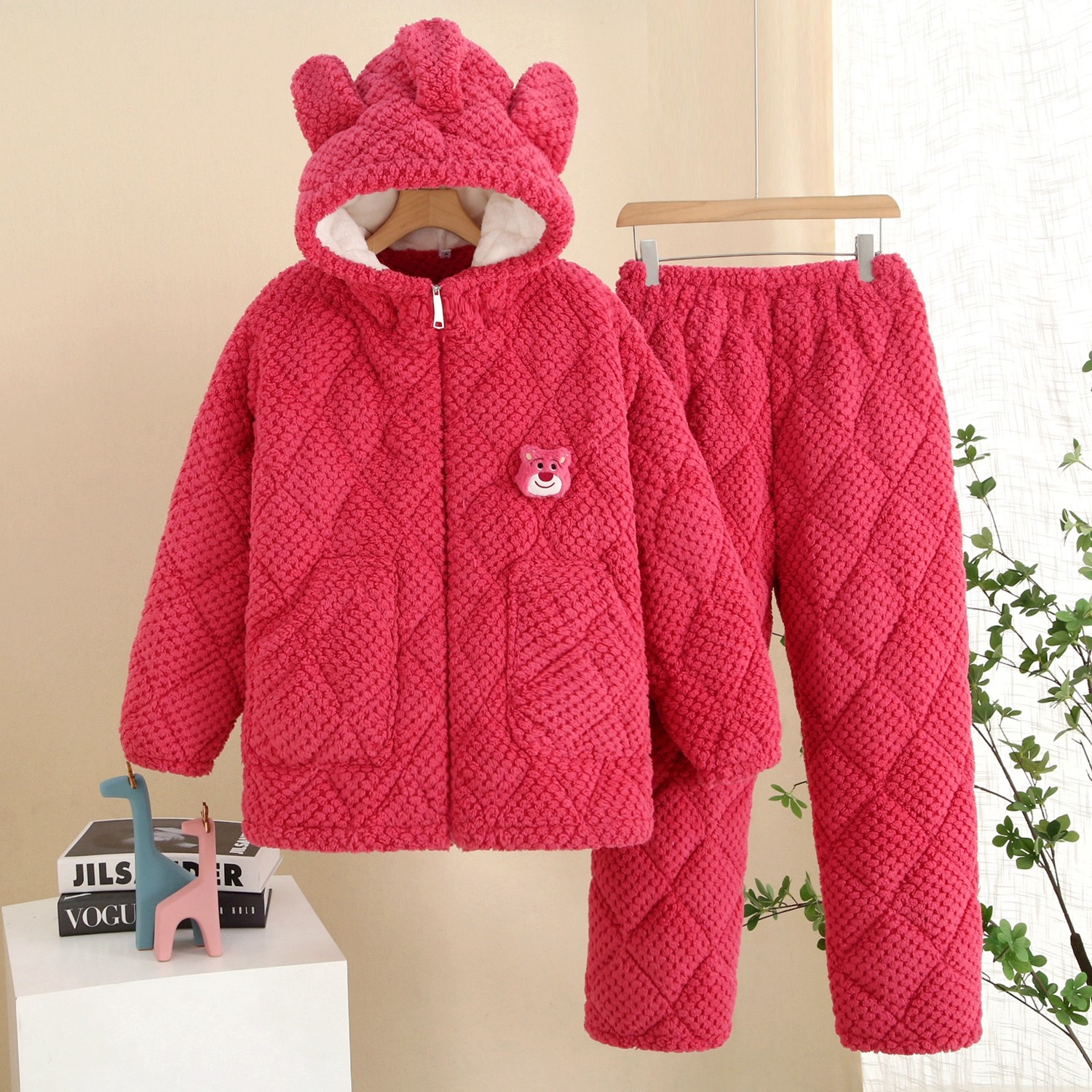 冬季三层加厚珊瑚绒夹棉睡衣女士保暖加棉冬天家居服女棉袄套装,淘宝优惠券,粉丝福利购,淘宝优惠卷