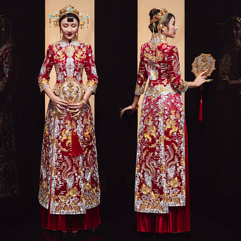 秀禾服新娘2020新款龙凤褂中式婚纱 琼兰旗袍