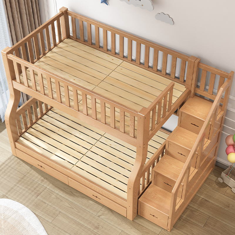 橡木上下床上下铺双层床儿童床全实木两层双人床二层高低床子母床
