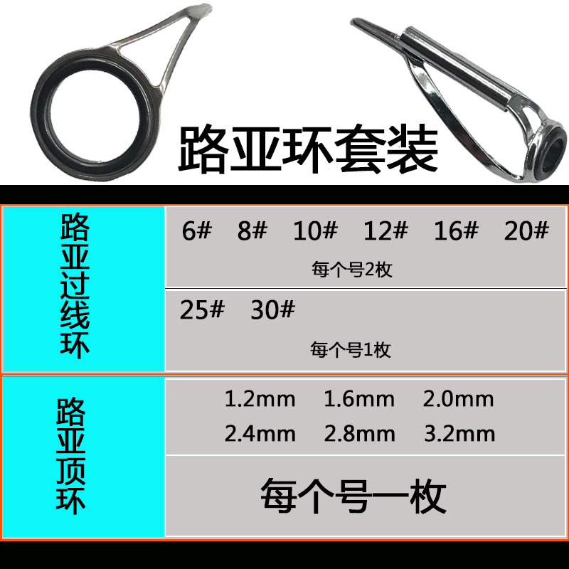 路亚导环配件防缠绕不锈钢陶瓷顶环过线环导眼套装路亚前导环一套-图1