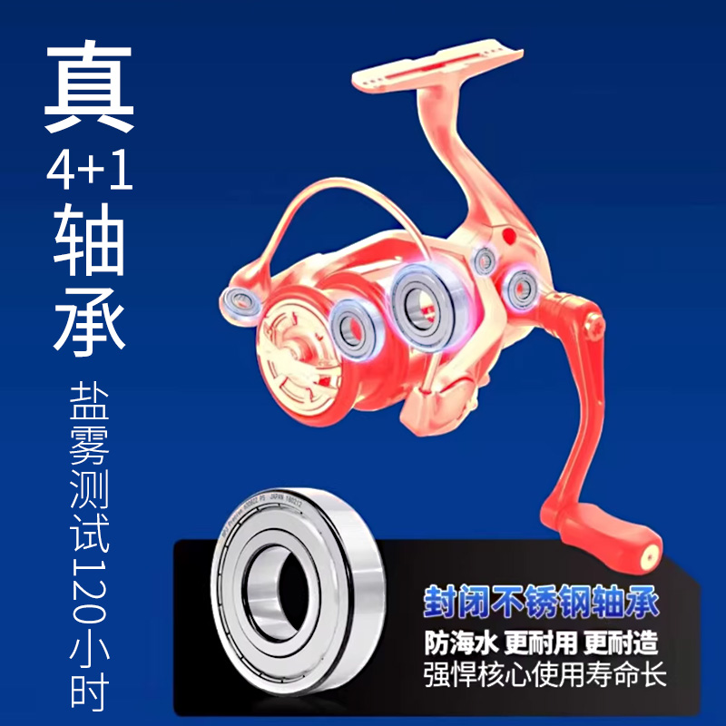 泛用无间隙4+1纺车轮矶钓海钓路亚斜口中浅线杯渔轮全金属鱼线轮 - 图0
