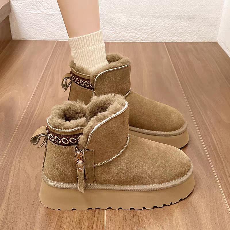 断码撤柜厚底雪地靴女冬季加绒加厚毛绒保暖棉靴侧拉链雪地棉鞋,淘宝优惠券,粉丝福利购,淘宝优惠卷
