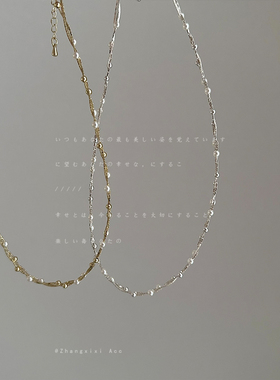 复古高级感珍珠金属编织缠绕项链女小众独特个性时尚颈链锁骨链