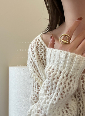 几何不规则哑光金属开口戒指女欧美夸张个性时尚潮流百搭指环戒子