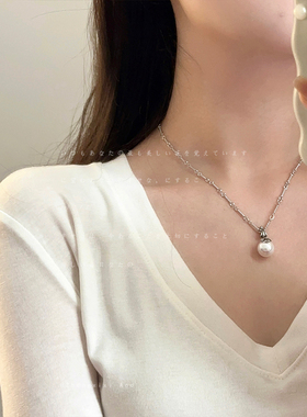 朋克辣妹风十字架珍珠吊坠项链女个性独特夸张气质百搭颈链锁骨链