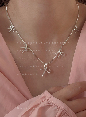 超仙气质多个蝴蝶结项链流苏颈链小众百搭温柔锁骨链