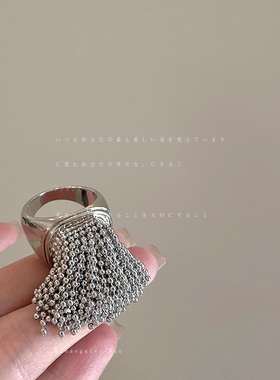 夸张个性瀑布流苏戒指女小众设计感独特精致时尚优雅百搭指环戒子