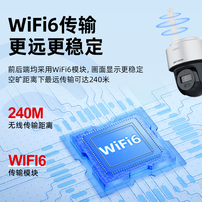 海康威视无线监控摄像头商用WiFi6手机远程360度无死角室外高清夜视防水摄像影头可对讲云台摄像机分离式存储 - 图3