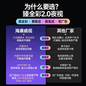 海康威视臻全彩2代夜视监控摄像头室外4G智能无需网络360度无死角